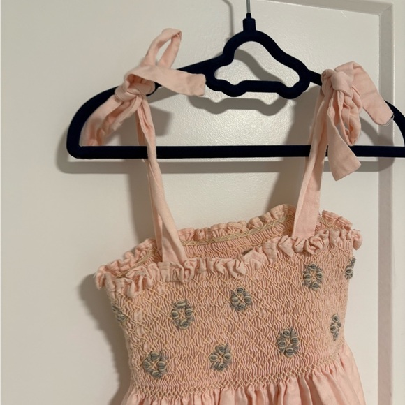 Aloaa Handmade Cotton Smocked Summer Pink Kids Dress Girl's Size 12 Months - Picture 3 of 8